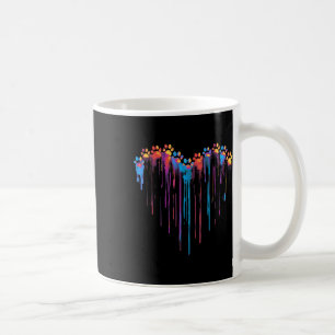 Colourful Dripping Paw Print Heart Pet Lovers Casu Coffee Mug
