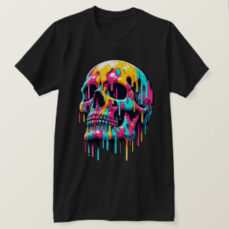 Colourful Dripping Skull - Psychedelic Skull Art T-Shirt