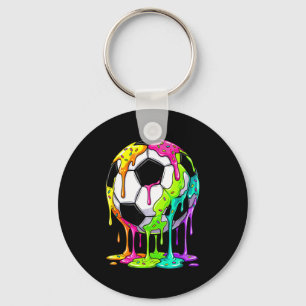 Colourful Dripping Soccer Art Sport Illustration M Key Ring