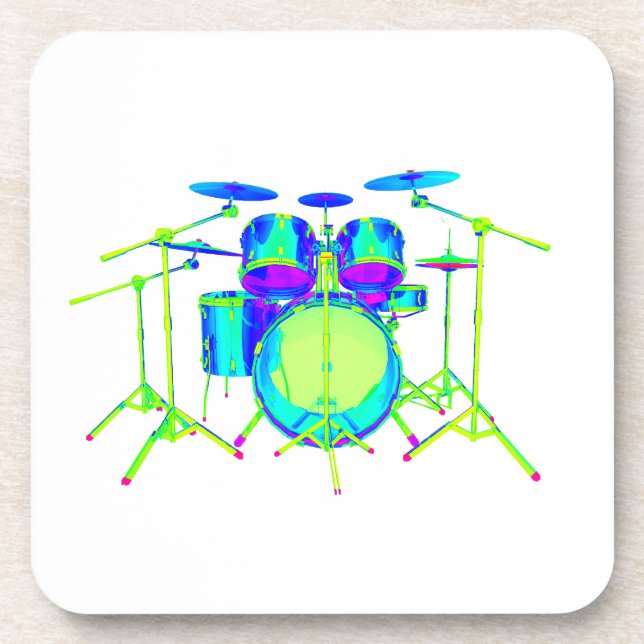 Colourful Drum Kit Coaster (Front)