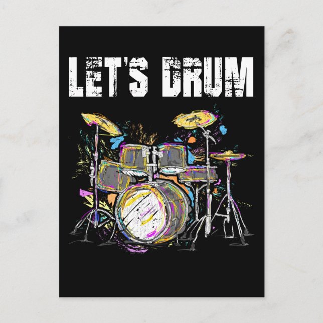 Colourful Drum Set with Drumsticks Postcard (Front)