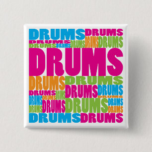 Colourful Drums 15 Cm Square Badge