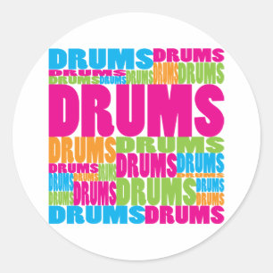 Colourful Drums Classic Round Sticker