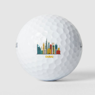 colourful Dubai cartoon landscape Golf Balls