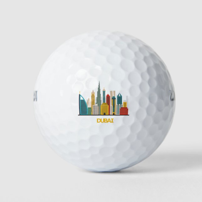 colourful Dubai cartoon landscape Golf Balls (Front)