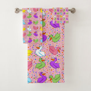 Colourful Ducks Bathroom Towel Set