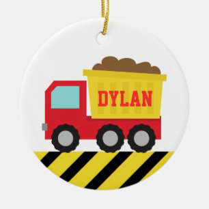 Colourful Dump Truck, Construction Vehicle for Boy Ceramic Tree Decoration