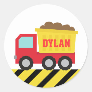 Colourful Dump Truck, Construction Vehicle for Boy Classic Round Sticker