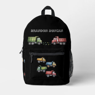 Colourful Dump Trucks 4th. Birthday Party Gift Printed Backpack