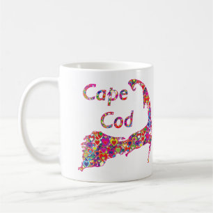 Colourful Dynamic Heart-Filled Map of Cape Cod Coffee Mug