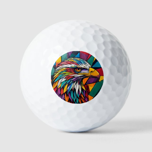 Colourful eagle artwork golf balls (Front)