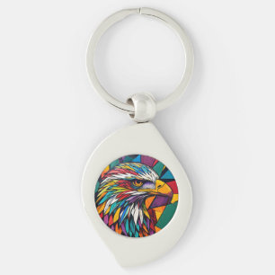 Colourful eagle artwork key ring