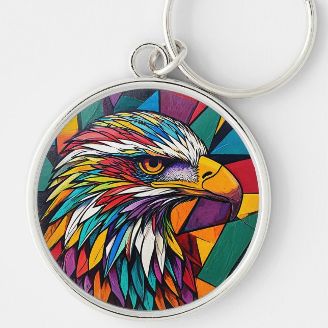 Colourful eagle artwork key ring (Front)