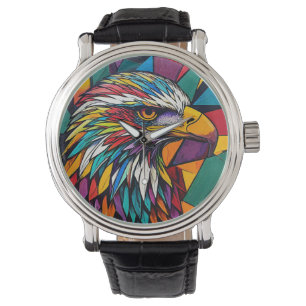 Colourful eagle artwork watch