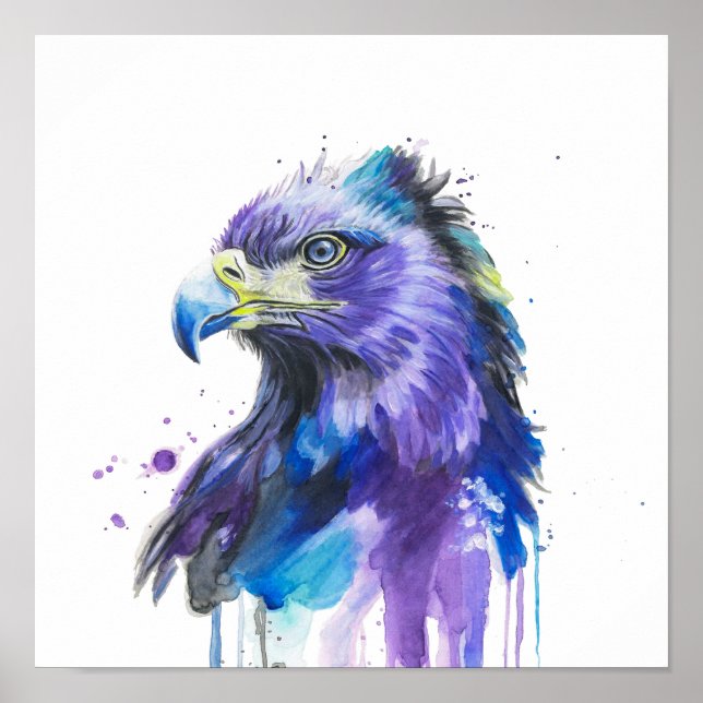 Colourful Eagle Watercolor Art Poster (Front)