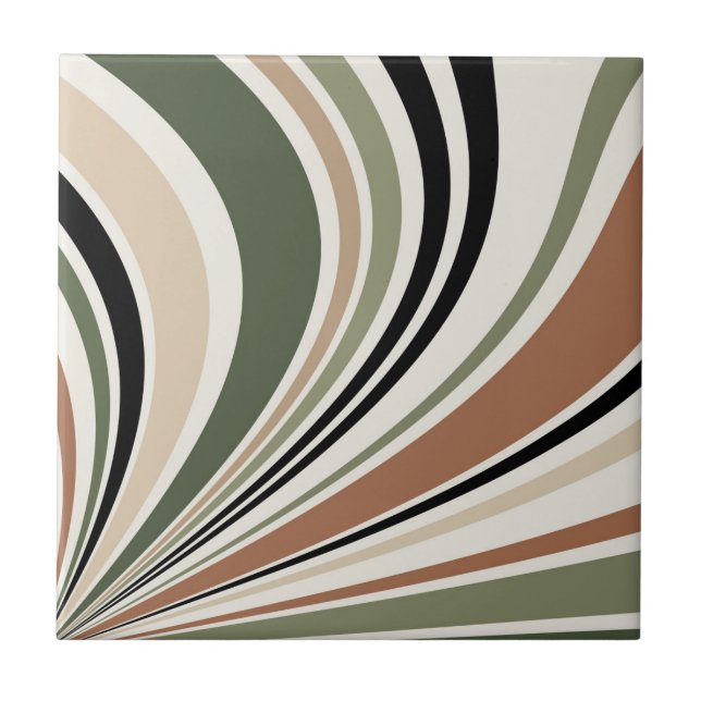 Colourful earth colours retro vibes ceramic tile (Front)