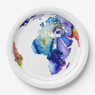 Colourful Earth Paper Plate