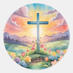 Colourful Easter Art Classic Round Sticker