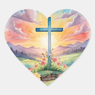 Colourful Easter Art Heart Sticker