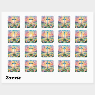 Colourful Easter Art Square Sticker