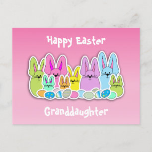 Colourful Easter Bunnies and Eggs Holiday Postcard
