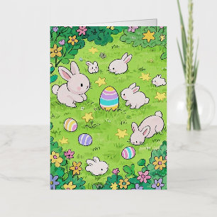 Colourful Easter Bunnies Foil Greeting Card
