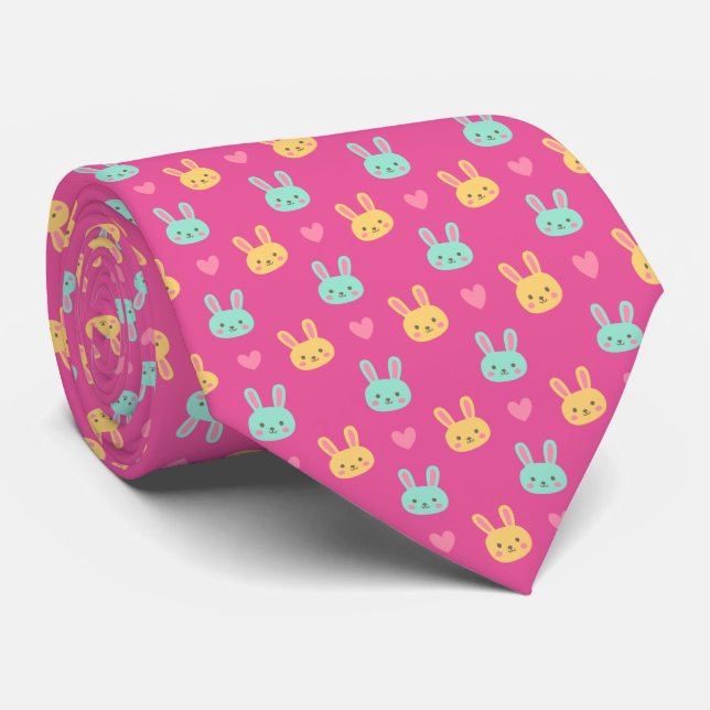 Colourful Easter Bunnies Pattern | Necktie (Rolled)