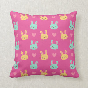 Colourful Easter Bunnies Pattern   Throw Pillow