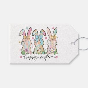 Colourful Easter Bunnies with Bows Gift Tags