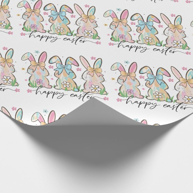 Colourful Easter Bunnies with Bows Wrapping Paper (Corner)