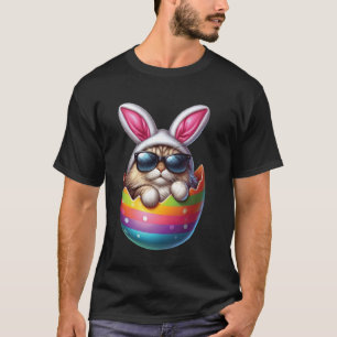 Colourful Easter Bunny Cat - Cute Kitty Cat Easter T-Shirt