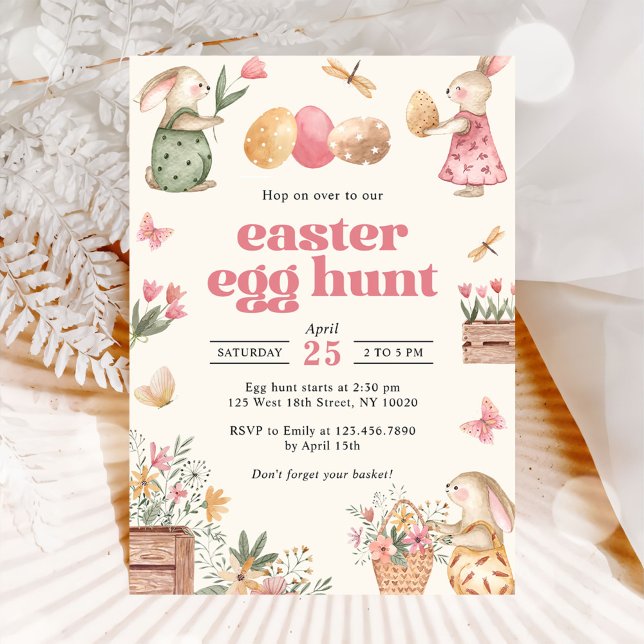 Colourful Easter Bunny Easter Egg Hunt Party Invitation (Creator Uploaded)