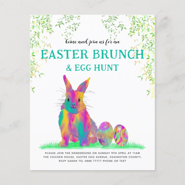 Colourful Easter Bunny Egg Hunt and Brunch Flyer (Front)