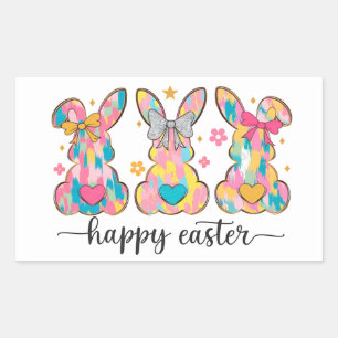 Colourful Easter Bunny Trio Rectangular Sticker