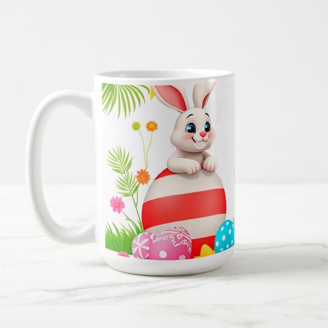 Colourful Easter Bunny with Eggs and Gift Coffee Mug (Left)