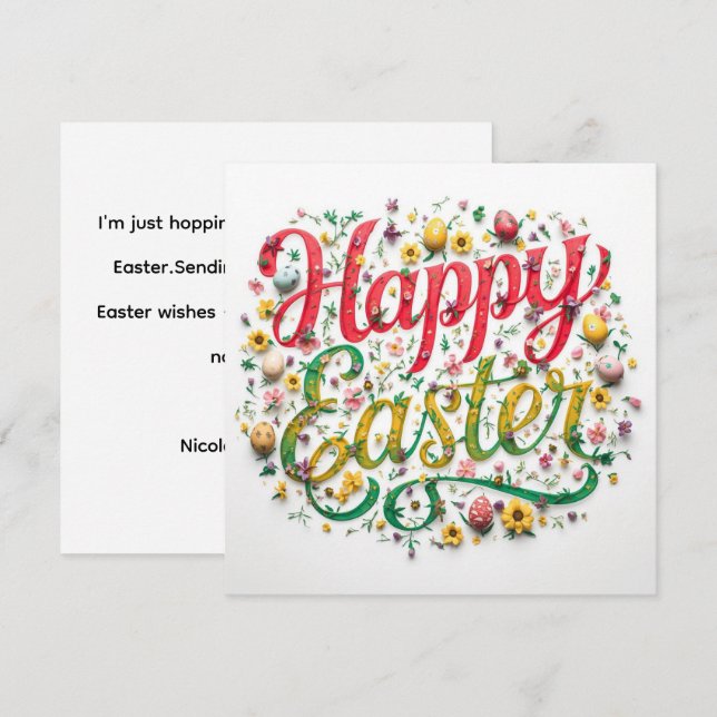 Colourful  Easter Card , Personalised Easter Card  (Front/Back)