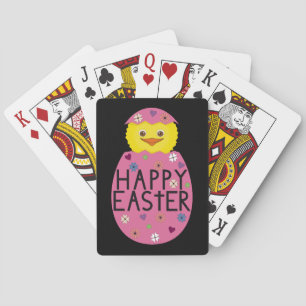 Colourful Easter Chick in Painted Egg Playing Cards