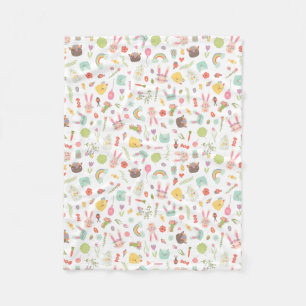 Colourful Easter Clipart Pattern Fleece Blanket