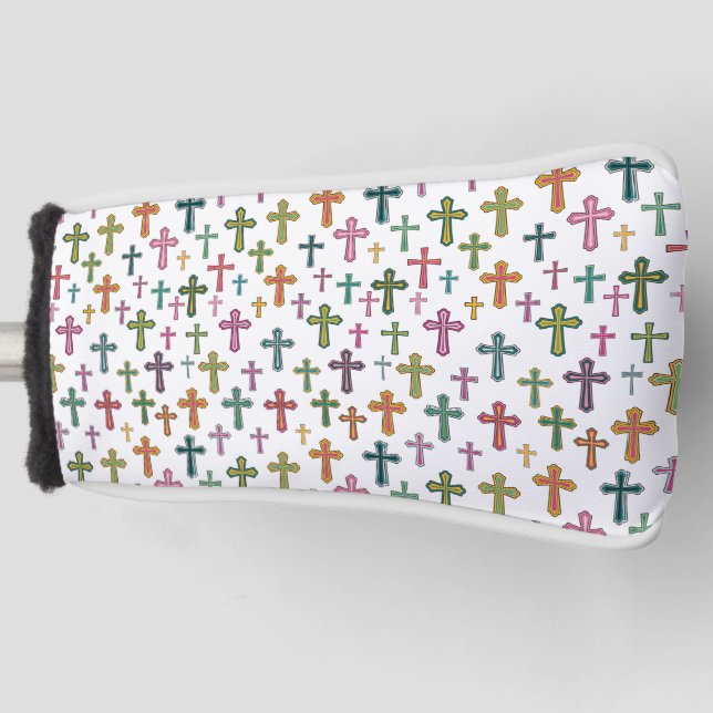 Colourful Easter cross patterned Golf Head Cover (Front)