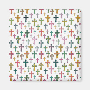 Colourful Easter cross patterned Magnet