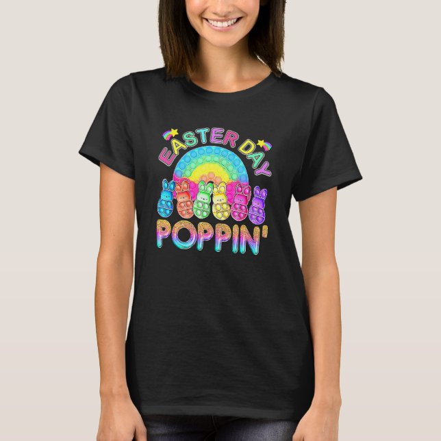 Colourful Easter Day Poppin Rainbow Bunny Pop It F T-Shirt (Front)