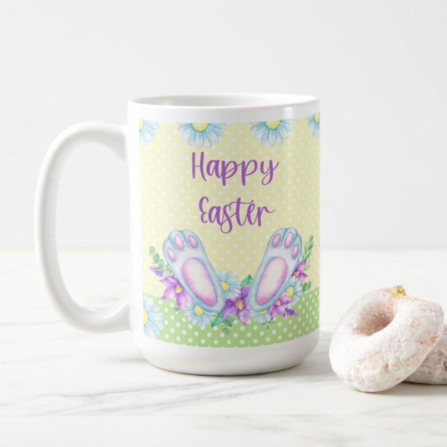 Colourful Easter Design with Bunny Ears and Spring Coffee Mug (With Donut)