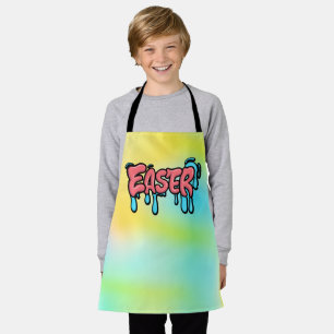 Colourful Easter Drip Text Graffiti Style Design Apron