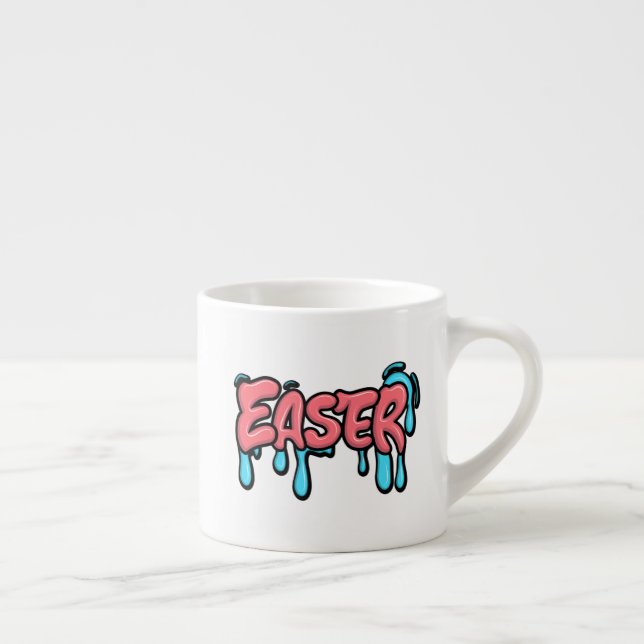 Colourful Easter Drip Text Graffiti Style Design Espresso Cup (Right)