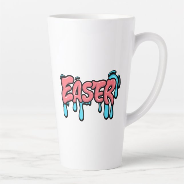 Colourful Easter Drip Text Graffiti Style Design Latte Mug (Right)