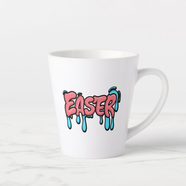 Colourful Easter Drip Text Graffiti Style Design Latte Mug (Right)