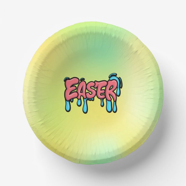 Colourful Easter Drip Text Graffiti Style Design Paper Plate (Front)
