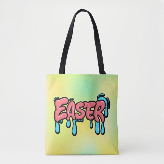Colourful Easter Drip Text Graffiti Style Design Tote Bag (Front)