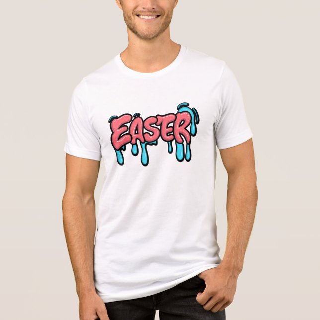 Colourful Easter Drip Text Graffiti Style Design Tri-Blend Shirt (Front)