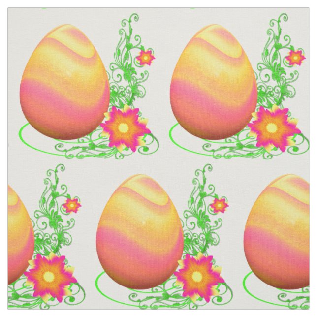 Colourful Easter Egg and Flowers 4.5" Fabric (Swatch)